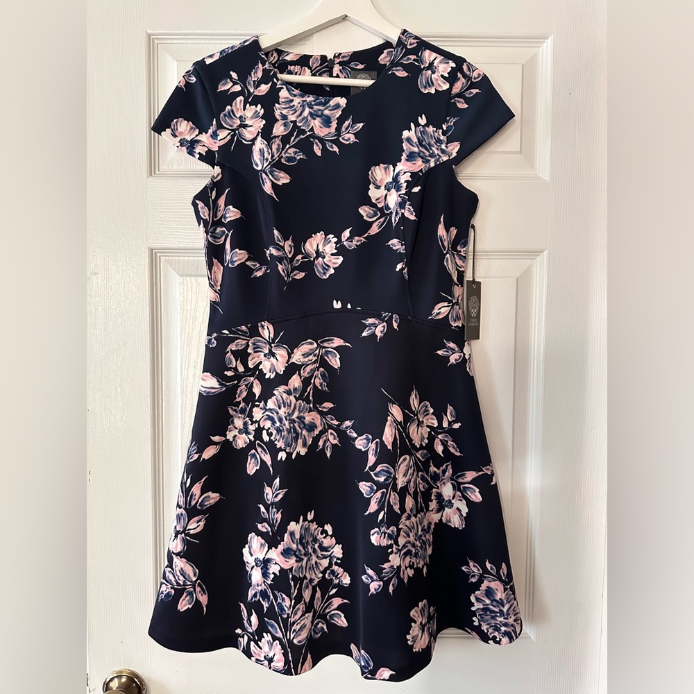 NWT Vince Camuto Floral Cap Sleeve Fit & Flare Dress
